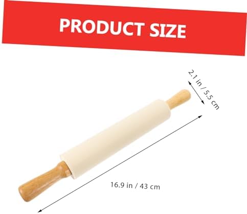 Silicone Rolling Pin with Wooden Handle, Nonstick Dough Roller for