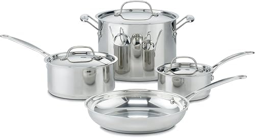 Cuisinart 7-Piece Stainless Steel Pots and Pans Set, Cookware Set