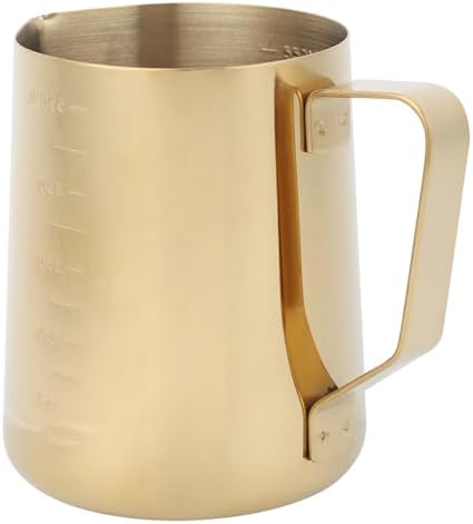 Milk Frothing Pitcher 600ML Stainless Steel Gold with Scale