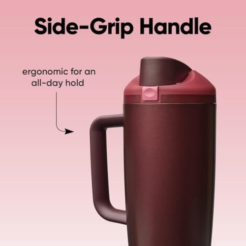 Owala FreeSip Tumbler Stainless Steel Water Bottle 40 oz Black Cherry