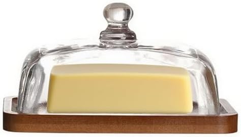 Glass Butter Dish with Lid,Airtight Cover for Fresh Butter,Clear