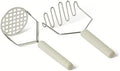 Amazon Basics Potato Mashers, 2-Piece Set, Stainless Steel, Soft Grip