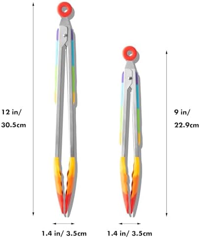 OYV Rainbow Silicone Tongs for Cooking, Heat Resistant Kitchen Tongs