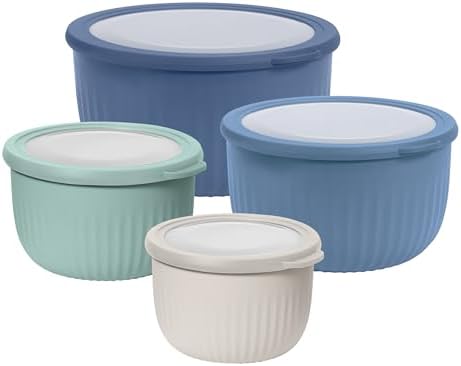 Oggi Set of 4 Prep, Store & Serve Plastic Bowls - w/See-Thru Lids