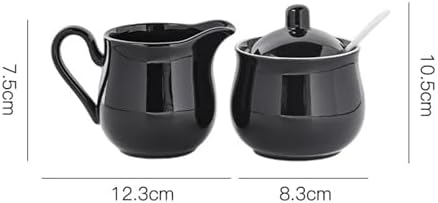 Ceramic Sugar and Creamer Set Sugar Bowl with Lid and Spoon Premium