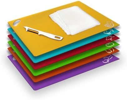 EMMANA - Plastic cutting board for kitchen. Set of 8 – 6 Color-Coded
