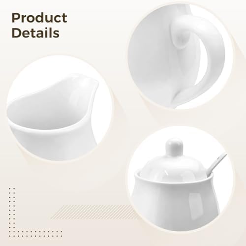 White Porcelain Sugar and Creamer Set, Elegant Ceramic Coffee Serving