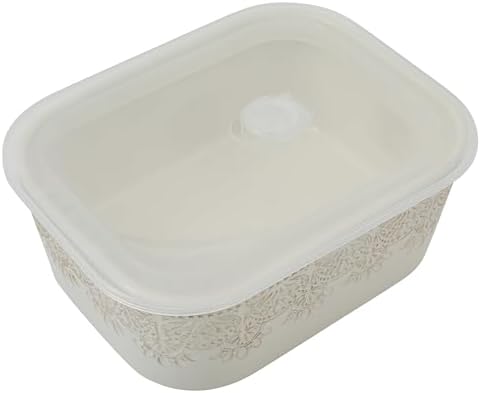 6-Piece Ceramic Nesting Baking Dishes with Lids, Vintage Lace Pattern
