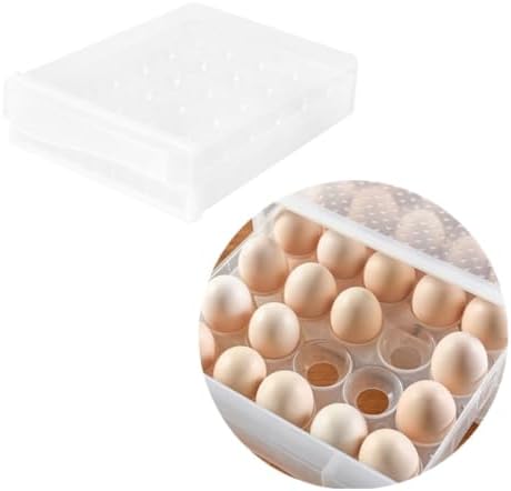 Household Egg Box with Lid, Dual-layer Drawer Style PP Tray