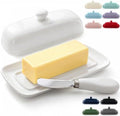 Zulay Kitchen Ceramic Butter Dish with Lid For Countertop & Stainless