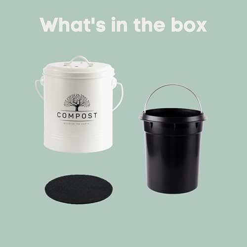 Perfnique Kitchen Compost Bin, 1.3 Gal, with Lid