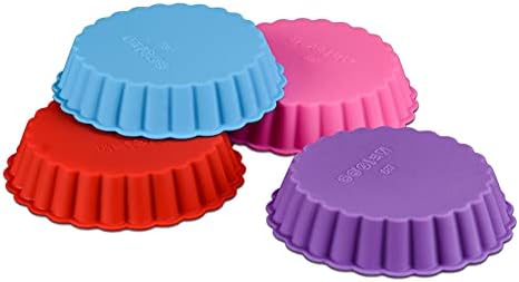 Silicone Quiche Pan, 8 Pack Silicone Tart and Pie Molds, Round 4 Inch