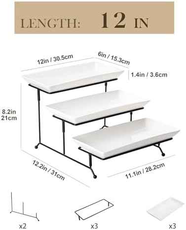 MALACASA 3 Tier Serving Trays, White Porcelain Serving Platters