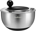 5.3Qt Stainless Steel Salad Spinner with Stop Button, BPA-Free Vegetable Lettuce Spinner, Transparent Lid & Drainage Hole, Non-Slip Base, Dishwasher Safe Fruit Washer