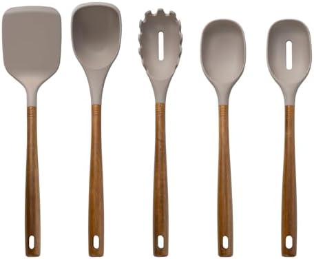 Silicone Kitchen Utensil Set, 5-Piece Brown