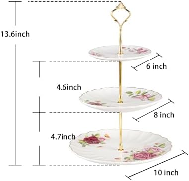 Sweejar 3 Tier Ceramic Cake Stand Wedding, Dessert Cupcake Stand for