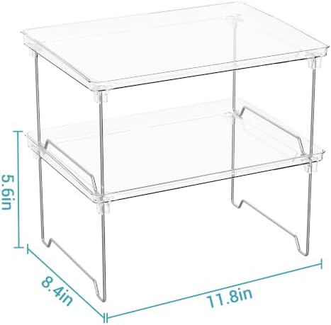 STARLATTA 2 Pcs Cabinet Organizer Shelf, Stackable Kitchen Counter