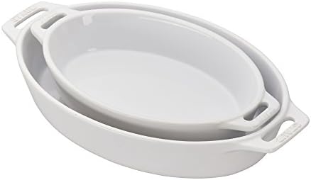 STAUB Ceramic Oval Baking Dish Set, 2-piece, White