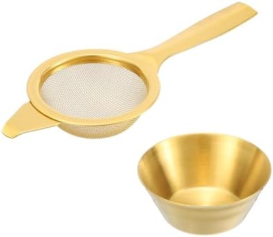 uxcell 1 Pcs Tea Infuser Filter with Foldable Handle, Drip Bowl, Fine