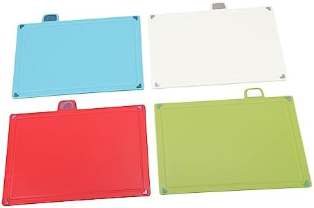 Plastic Cutting Board Set 4 Color Coded Non Slip Rubber Mats with