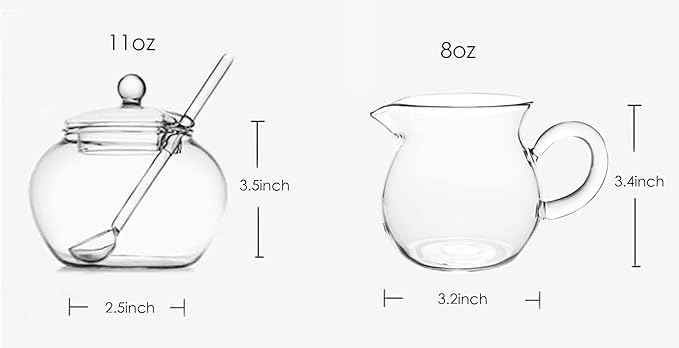 Glass Sugar and Creamer Set, Tea or Coffee Serving Set, Cream Pitcher