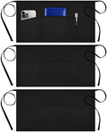 Syntus 3 Pack Server Apron with 3 Pockets for Men Women, Black Waist