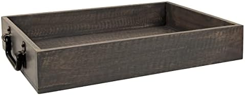 GoCraft Handmade Wooden Tray with Metal Handles – 15" x 11" x 2.5"
