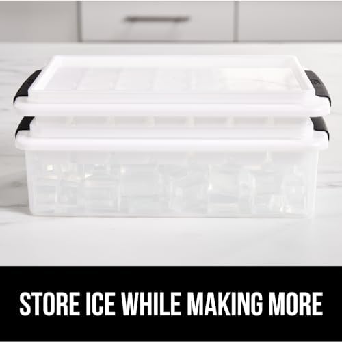 GORILLA GRIP Space Saving Ice Cube Tray and Bin Set, Make 56 Cubes