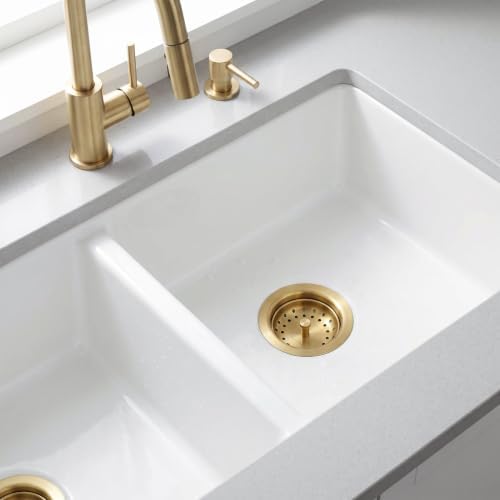 LQS Kitchen Sink Drain Assembly, 3-1/2 Inches, Gold