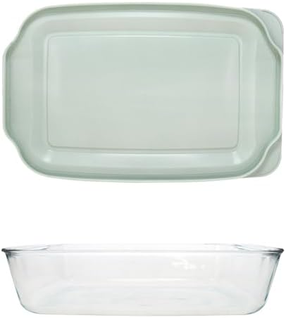 Pyrex 233-D 5Qt Glass Baking Dish with Sage Green Lid