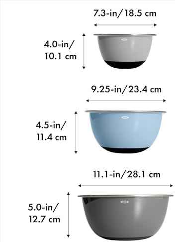 OXO Good Grips 3-Piece Stainless Steel Mixing Bowl Set - Blue & Gray