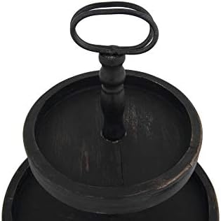 Creative Co-Op Distressed Blackwashed Wood 2-Tier Tray with Metal