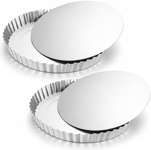 Hushee 2 Pack 9 Inch Tart Pan with Removable Bottom Non-Stick Carbon