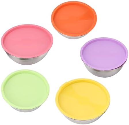 Mixing Bowls with Lids, Colorful Stainless Steel Nesting Bowls Set for