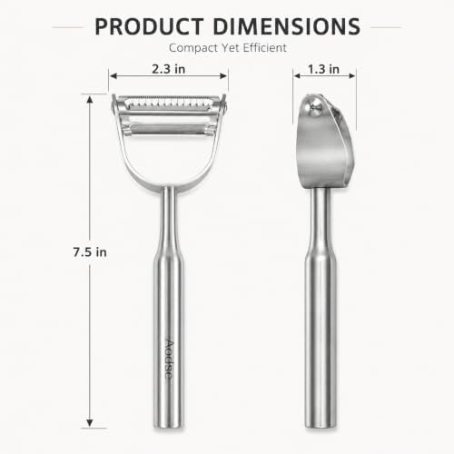 2-in-1 Julienne Vegetable Peeler, Stainless Steel Y Peeler with Dual