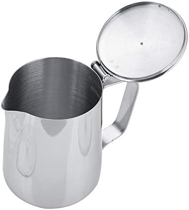 Stainless Steel Coffee Cup Mug Milk Frothing Pitcher Jug with Lid for