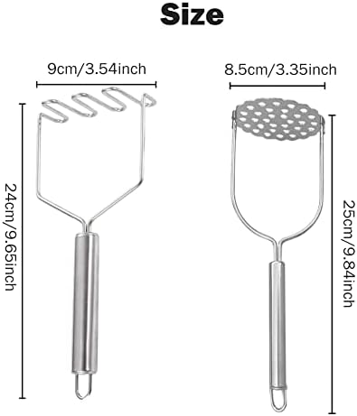 2 Pcs Potato Masher,Stainless Steel Potato Smasher Kitchen Tools and