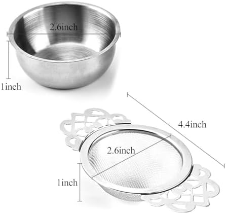 4 Set Tea Strainers with Drip Bowls Loose Leaf Tea Strainers