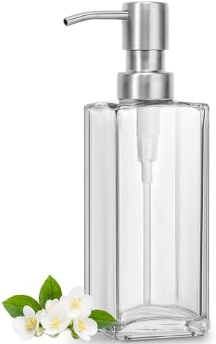 GMISUN Glass Soap Dispenser with Stainless Steel Pump, Clear Hand Soap