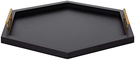 Kate and Laurel Halsey Hexagon Decorative Wooden Tray with Polished