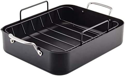 KitchenAid Hard Anodized Roaster, Roasting Pan with Rack, Matte Black