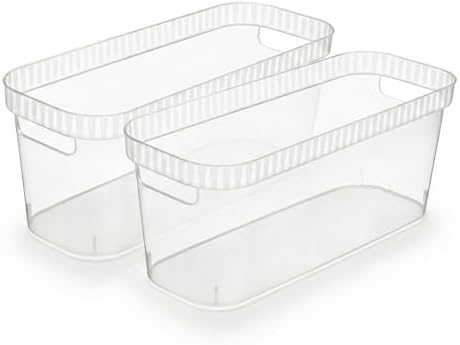 Tribello Narrow Storage Bins – Slim, Clear Plastic Storage Basket
