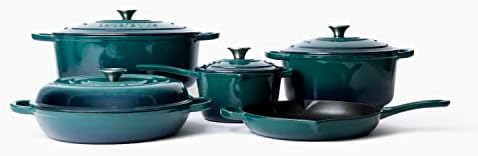Larder & Vine 9 Piece Enameled Cast Iron Cookware Set, Oven Safe and