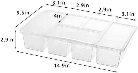 MANO Divided Veggie Tray with Lid, 2 Pack, 5 Compartments