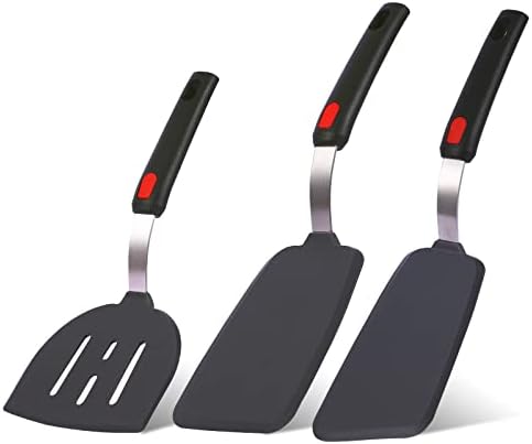 Silicone Spatula Turner Set, 3 Pack, Heat Resistant 600 °F