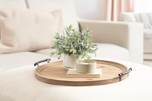 Kate and Laurel Bruillet Farmhouse Wood Round Ottoman Tray; 24 x 22