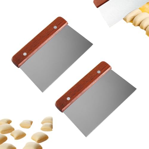 Bench Scraper Stainless Steel Dough Scraper 2 Pcs Wood Handle