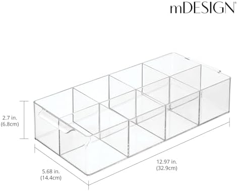 mDesign Plastic Condiment Organizer and Tea Bag Holder - 8-Compartment