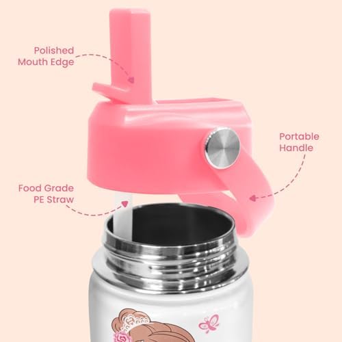 SANDJEST Ballet Water Bottle - Kids Water Bottle with Straw Lid