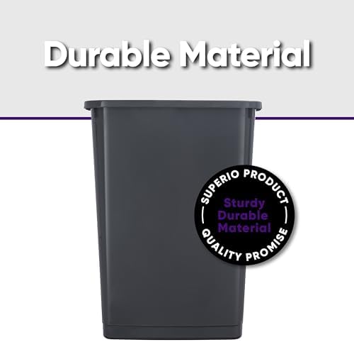 Superio 13 Gallon Kitchen Trash Can, Dark Grey